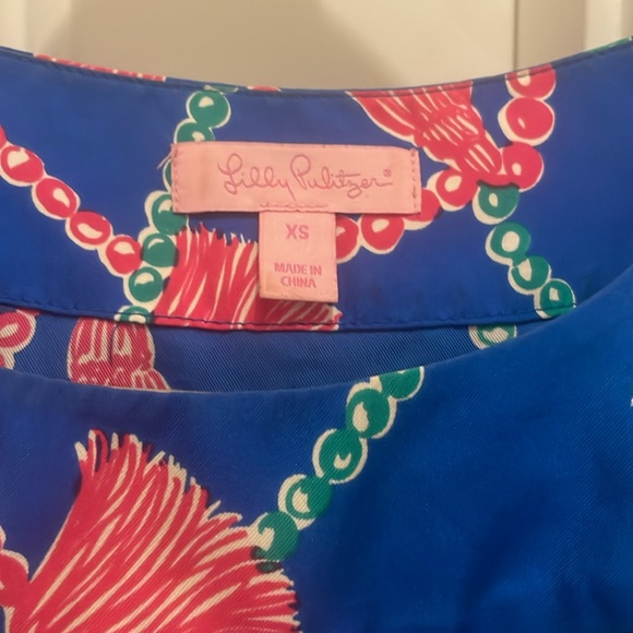 Lilly Pulitzer Silk Blue Tassel Print Sleeveless Top Size XS - Picture 3 of 5